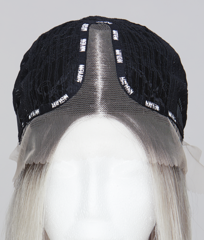 Straight Center Part Short Bob Ash Blonde with 1B Dark Roots Wig