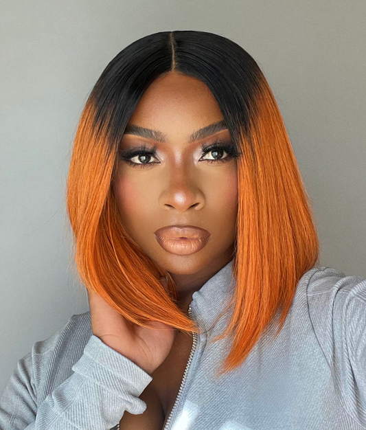 Straight Center Part Bob Two-Toned with 1B/Orange Wig